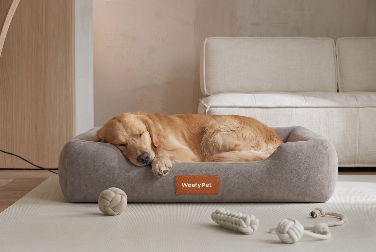 Dog sleeping in the WoafyPet bed
