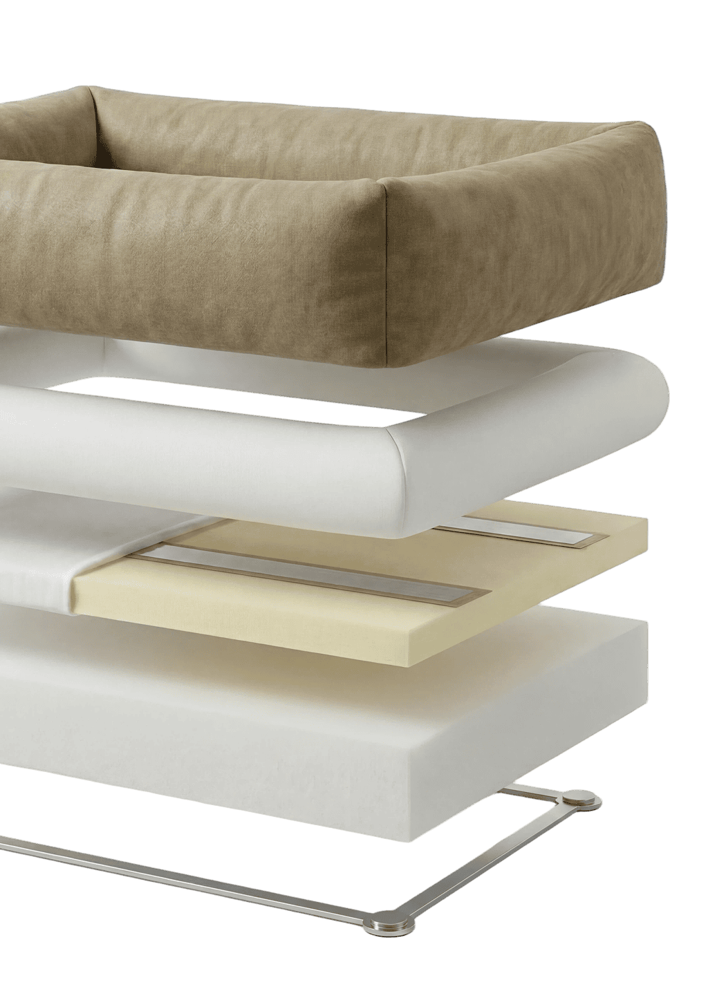 Exploded view of the WoafyPet bed layers and sensing base